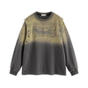 High Street Washed Distressed Embroidered Round Neck Sweater