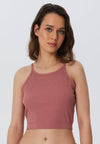 Organic Ribbed Crop Top with Spaghetti Straps: Womens