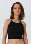 Organic Ribbed Crop Top with Spaghetti Straps: Womens