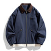 Men’s Contrast Color Washed Polo Collar Jacket