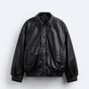 Men's Faux Leather Lapel Cotton Jacket – Black European & American Style