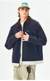 Men’s Contrast Color Washed Polo Collar Jacket