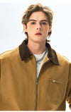 Men’s Contrast Color Washed Polo Collar Jacket