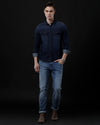 Men's Slim Fit Solid Denim Casual Shirt (AAMAL)