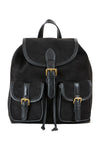 Yumi Black Faux Suede Pocket Rucksack