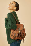 Yumi Tan Faux Suede Pocket Rucksack