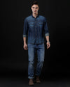 Men's Slim Fit Solid Denim Casual Shirt (ACHAL)