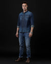 Men's Slim Fit Solid Denim Casual Shirt (ACHAL)