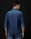 Men's Slim Fit Solid Denim Casual Shirt (ACHAN)
