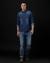 Men's Slim Fit Solid Denim Casual Shirt (AMPHI)