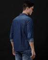 Men's Slim Fit Solid Denim Casual Shirt (AMPHI)