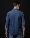 Men's Slim Fit Solid Denim Casual Shirt (AMPTY)