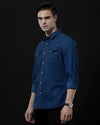 Men's Slim Fit Solid Denim Casual Shirt (ANTOL)