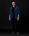 Men's Slim Fit Solid Denim Casual Shirt (ANTOL)
