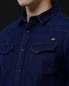 Men's Slim Fit Solid Denim Casual Shirt (ANTIQ)