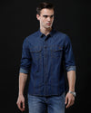 Men's Slim Fit Solid Denim Casual Shirt (APPOL)