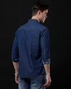 Men's Slim Fit Solid Denim Casual Shirt (APPOL)