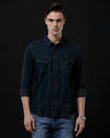 Men's Slim Fit Solid Denim Casual Shirt (APSOM)