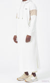 Muslim Men's Two-tone Long Thobe Kamees Unik R24 QL Cream
