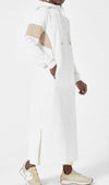 Muslim Men's Two-tone Long Thobe Kamees Unik R24 QL Cream