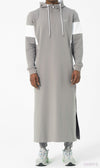Muslim Men's Two-tone Long Thobe Kamees Unik R24 QL Grey