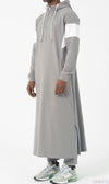 Muslim Men's Two-tone Long Thobe Kamees Unik R24 QL Grey