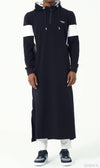 Muslim Men's Two-tone Long Thobe Kamees Unik R24 QL Navy Blue