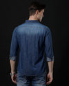 Men's Slim Fit Solid Denim Casual Shirt (DRIVE)