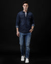 Men's Slim Fit Solid Denim Casual Shirt (DRIVY)