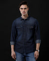 Men's Slim Fit Solid Denim Casual Shirt (DRIVY)