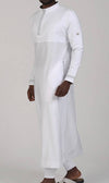 Islamic Men's Long Thobe Eminence QL in White and Silver