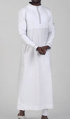 Islamic Men's Long Thobe Eminence QL in White and Silver