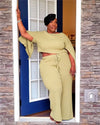 Crew Neck Knitted	 sweat suit set women plus size women clothing two piece set