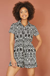 Mela Black Abstract Print Playsuit