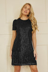 Yumi Black Dripping Sequin Tunic Dress