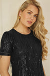 Yumi Black Dripping Sequin Tunic Dress