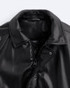 Men's Faux Leather Lapel Cotton Jacket – Black European & American Style