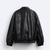 Men's Faux Leather Lapel Cotton Jacket – Black European & American Style