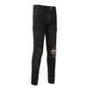Black Distressed Regular Slim Fit Damaged Holes Super Skinny Stretch Ripped Jeans