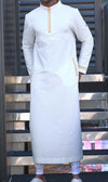 Islamic Men's Long Thobe Eminence QL in Cream and Gold