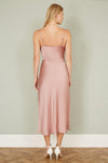 Yumi Rose Pink Satin Cowl Neck Midi Slip Dress