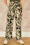 Yumi Black Fern Print Relaxed Fit Trousers