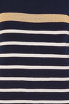 Yumi Navy Striped Knitted Dress With Button Cuff Detail