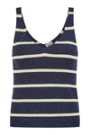 Yumi Navy Striped Sparkle Knitted Vest Top