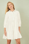 Yumi White Cotton Flower Tunic Dress