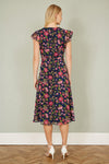 Yumi Navy Floral Midi Skater Dress