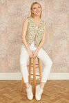 Yumi White Floral Reversible Cotton Quilted Jacket