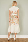 Yumi White Linen Floral Mirrored Placement Skater Dress