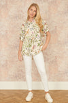 Yumi Beige Relaxed Fit Shirt With Botanical Print