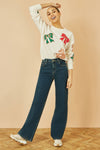 Yumi White Sequinned Bow Relaxed Fit Jumper